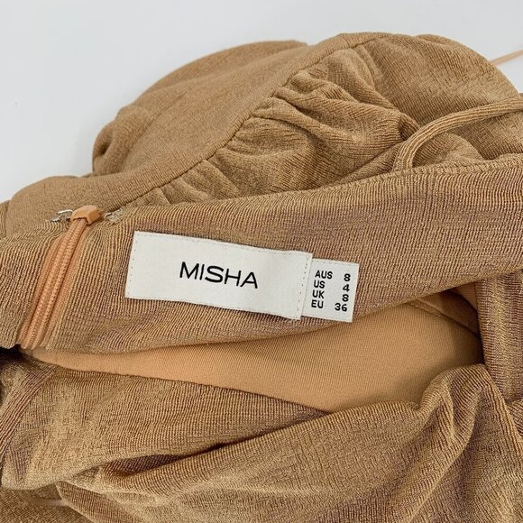Misha Moyra jumpsuit jersey knit desert rose tan brown scoop cowl 4 Small - Picture 5 of 8